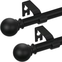 2 New Black Curtain Rods 32 - 46" Long