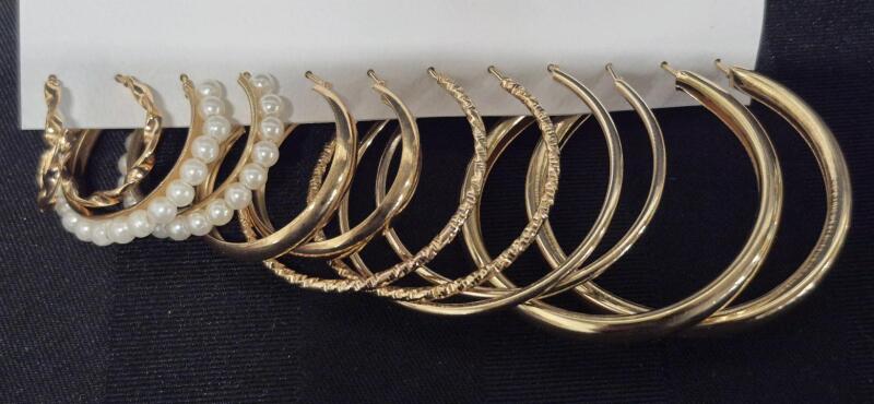 6 New Hoop Earrings 0.75 to 2" Diameters