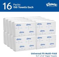 New Kleenex Professional Universal Multifold Paper Towels, Bulk (01890), Absorbency Pockets, 9.2" x 9.4" Towel, White (150 Sheets/Pack, 16 Packs/Case, 2,400 Sheet Total)