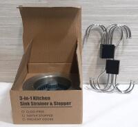 As New 3-in-1 Kitchen Sink Strainer Stopper & 2 Belt Hooks