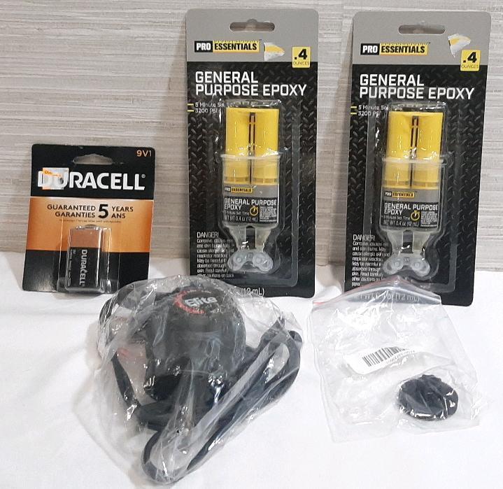Lot of New Tool Products, Including General Purpose Epoxy's, Plug-In Thermometer & 9V1 Duracell Battery