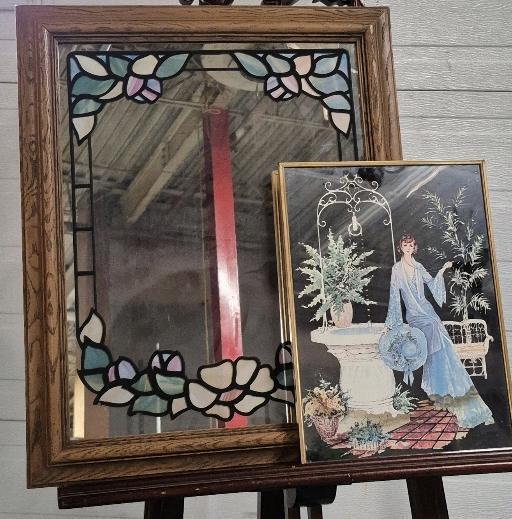 2 Vintage Framed Mirror Wall Art