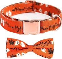 New Large-Size Dog Soft Classic Halloween Bow Tie Collar, Adjustable 14" - 21.5" Long