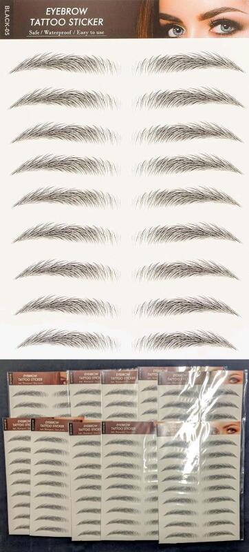 10 New 6D Eyebrow Sticker Professional Waterproof Eyebrow Transfer Sticker Eyebrow Makeup Tool (BLACK-05) - Over $80 Retail Value!