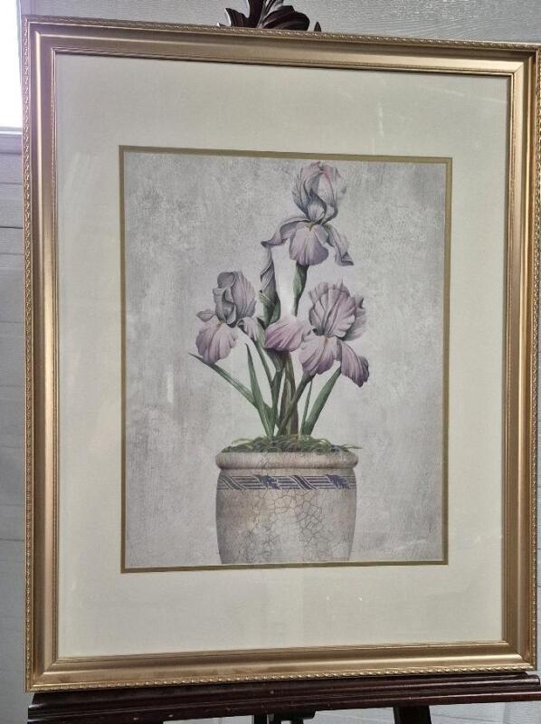 Vintage Framed Floral Print 24.5 by 30.5"