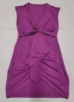 New Women's Sz. 2XL Curve Purple Sleeveless Mini Dress w/Ruched, Knot-Front