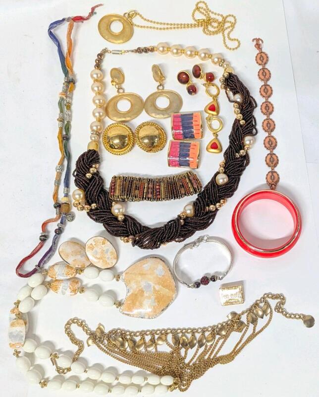 Vintage to Modern Jewelry: 2 Necklace + Earrings Sets, 4 Pairs Earrings (For Pierced/Unpierced Ears), 3 Necklaces, 3 Bracelets, 1 Bangle, 1 Brooch