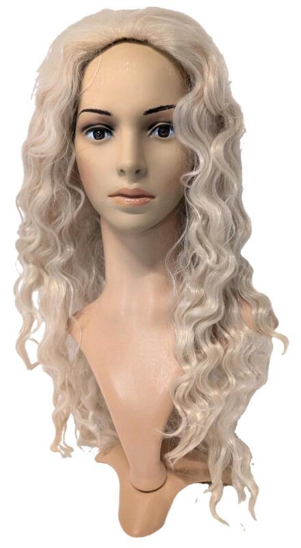 New 20" Long Wavy White-Blond Wavy Hard Front Cosplay Wig