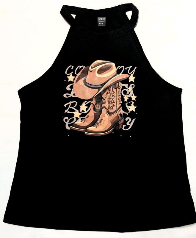 New Size XS Women's Cowgirl Print Halter Top