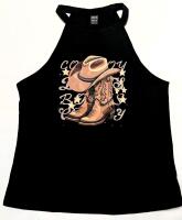 New Size XS Women's Cowgirl Print Halter Top