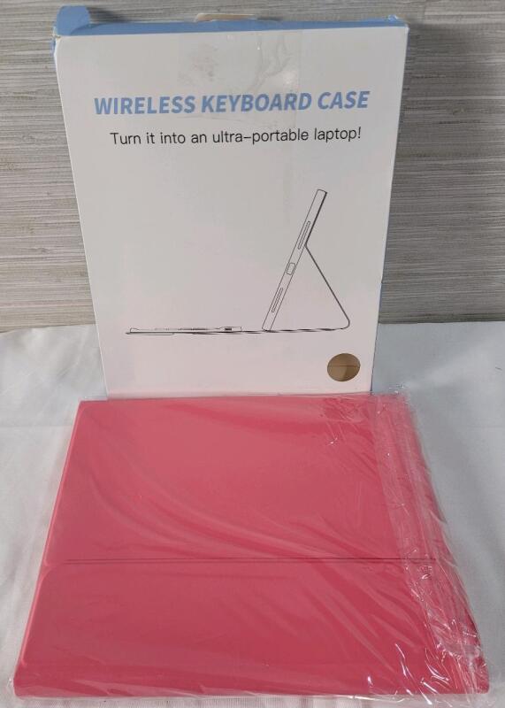As New - Wireless Keyboard Case for 11" Tablets , Pink . Includes Keyboard , Case & Charging Cable . Open Box