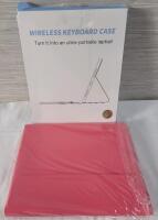 As New - Wireless Keyboard Case for 11" Tablets , Pink . Includes Keyboard , Case & Charging Cable . Open Box