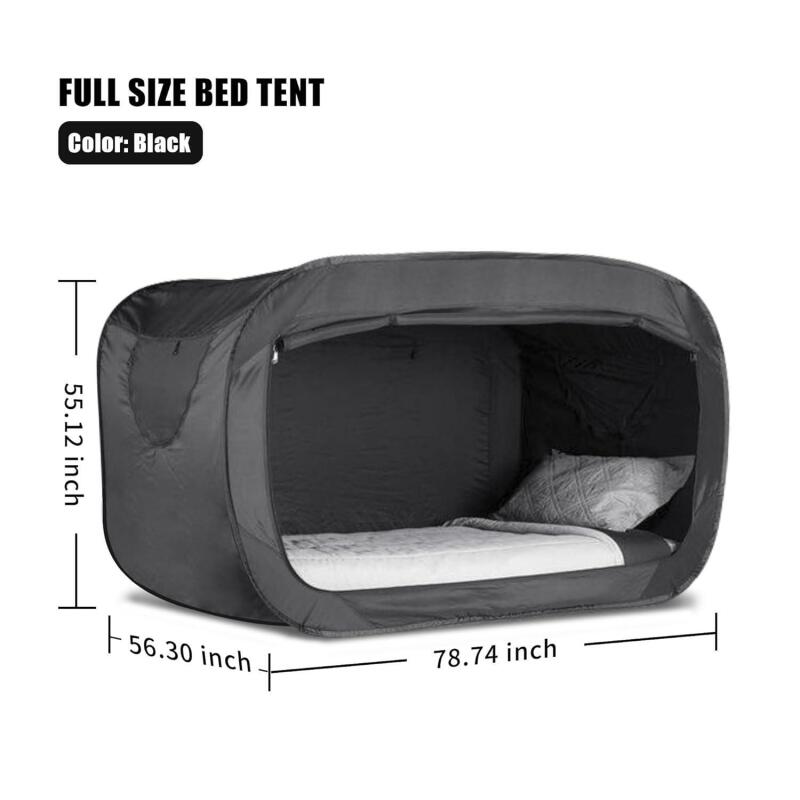 New ANC POP Bed Tent Full Bed Canopy Portable Dream Tent for Adult Indoor Sleeping Tents with 2 Doors Breathable Private Space Tents, Black