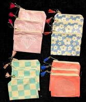 12 New Mini Zippered Pouches With Tassels, 5.25" &times; 4" Each