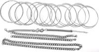 2 New Cuban-Style Bracelets With Matching Necklace (8" - 20"), Mesh Infinity Bracelet With Rhinestones 10.5" Long & 12 Bangles 2.75" Diameter
