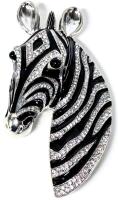 Retro Substantial Two-Tone Rhinestone Enamel Zebra Brooch. 3.5" Long