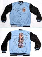 New Size SM Men's Oversized Preppy Graphic Fleece Button-Up Sweater