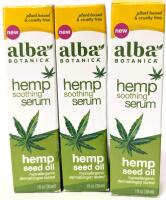 3 New Alba Botanical HEMP SMOOTHING SERUMS With Hemp Seed Oil, 30ml Each. Hyperallergenic, For Sensitive Skin, EXP 2027