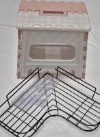 2 New Bathroom Products - Shower Shelf & Foldable Small Step Stool