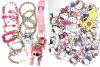 10 New Kids Elastic Bracelets, Silicone 3D STITCH Figure Keychain Strap, 50 New Sanrio Hello Kitty Character Stickers Around 2.25" Long + Kuromi Keychain