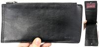 New Long RFID-Blocking Bifold Sheepskin-Feel Wallet With Room For 16 Cards, 2 Zippered Cash / Coin Pockets, 4" &times; 8" Folded