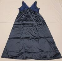 New Women's Sz. 1XL Silk Navy Blue Long Lingerie Nighty