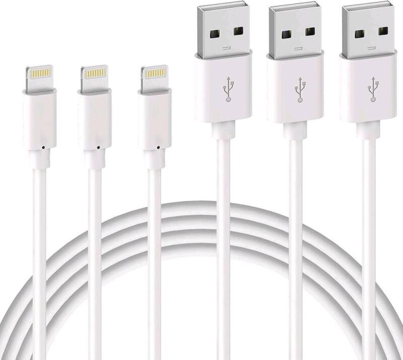 New 3-Piece Lightning to USB-A Cable for Apple iPhones, Compatible with iPhone 13 12 11 pro max 11 pro Xs Max XR X 8 Plus 7 Plus 6 Plus 5s SE iPad Pro iPod Airpods +