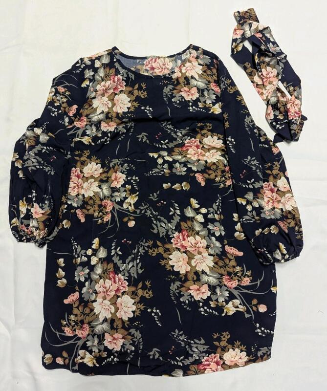 New: Size 0XL Women's - Blue Flower Print Long Sleeved Blouse