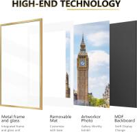 New Tinkeps 20x30 Metal Picture Frame - 18x24 Aluminum Alloy Picture Frame with Mat - Tempered Glass Poster Frame - Gold Photo Frame - Wall Hanging
