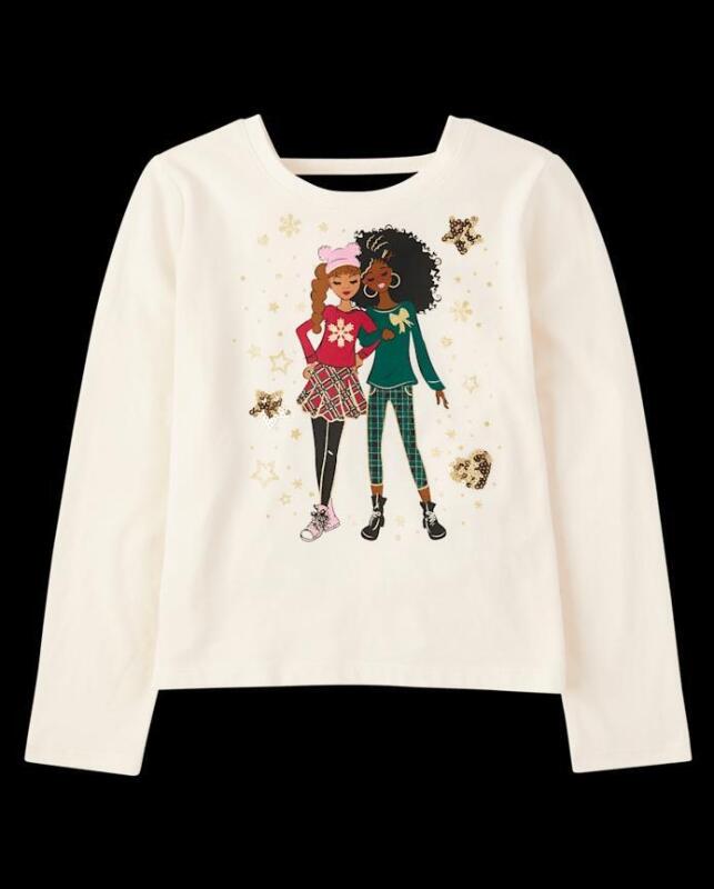 New sz Medium (7/8) Girls Children&rsquo;s Place Sequin Bar Back Graphic Top