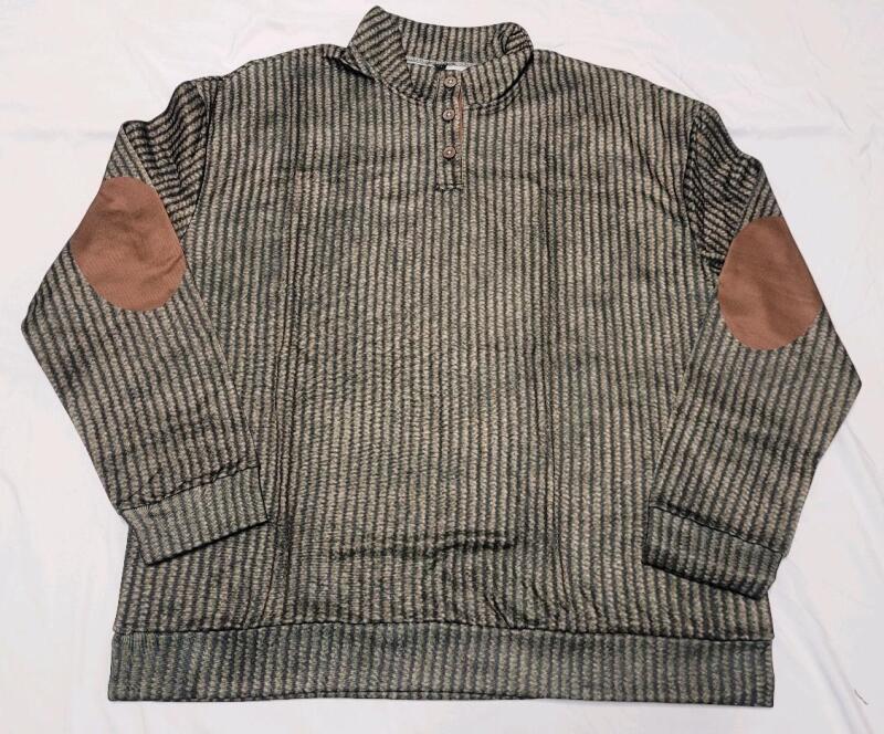 New - Men's Sz. XL Stand Collar Button-Down w/Elbow Patches Sweater