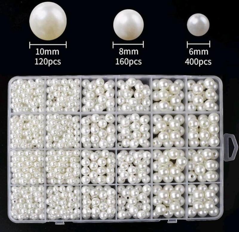 New 680Pcs Pearls for Craft,3-8 mm Hybrid Model ABS Pearl Jewelry Making Round Loose Pearl Beads with Making Necklace Bracelets Earrings Jewelry Making for Home Decor