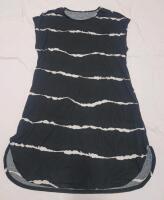 New Women's Sz. 1XL Black and White Striped Sleeveless Pullover Dress.