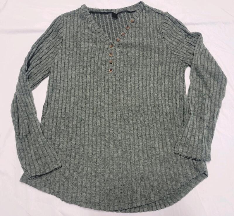 New Women's Sz. XL Green Ribbed Long-Sleeve Fleece Top