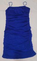 New Women's Sz. 0XL Blue Ruched Bodycon Spaghetti Strap Mini Dress