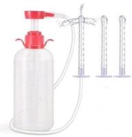 New Pump-Action Enema Kit 3 Soft Malleable Ribbed Insertion Nozzles, Bottle 6" Tall Excluding Pump + Cap
