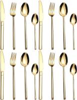 16-Piece New Gold-Colored Stainless Steel Cutlery Set, Up To 9" Long