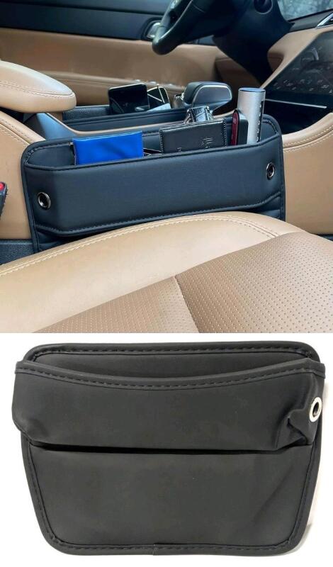 New Matte Black Vinyl Car Truck Vehicle Gap Filler Organizer With Pocket, 11" &times; 8"