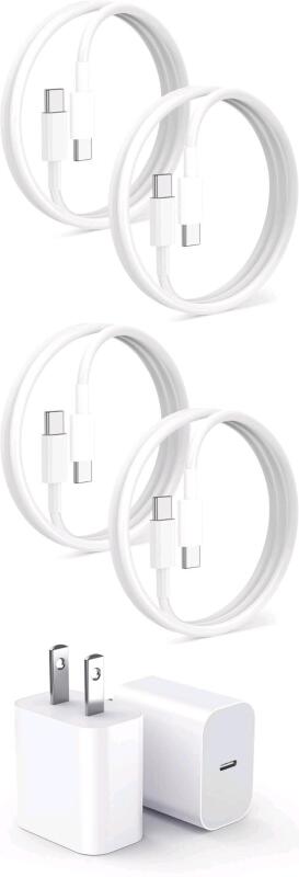 4 New 41" (Over 3ft Long) USB-C To USB-C Charging Cables & USB-C Wall Adapter 100-130V, OFS-999
