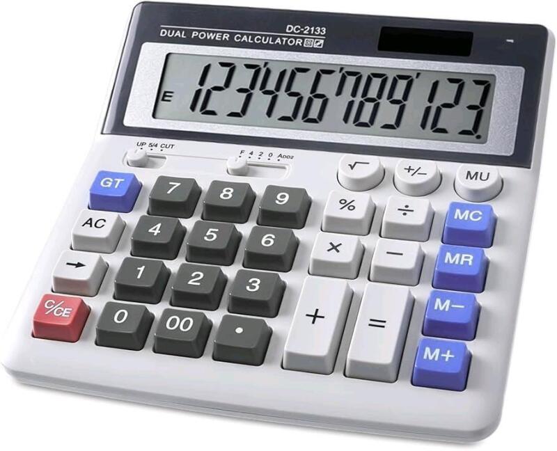 New DS-200ML Electronic Calculator, 2-Way Power (Solar & Battery), Big Display, Oversized Keys, Profit Margin Button +