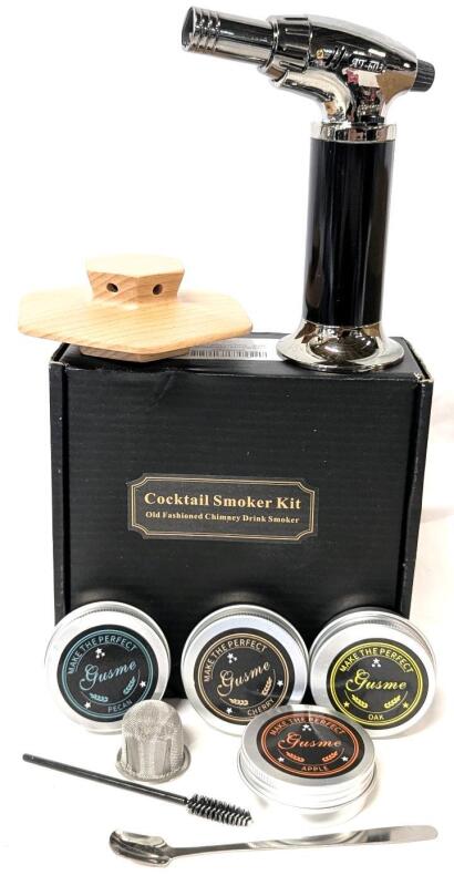 New [Missing Lid] Cocktail Smoker Kit With Pecan, Aople, Oak & Cherry Wood Chips