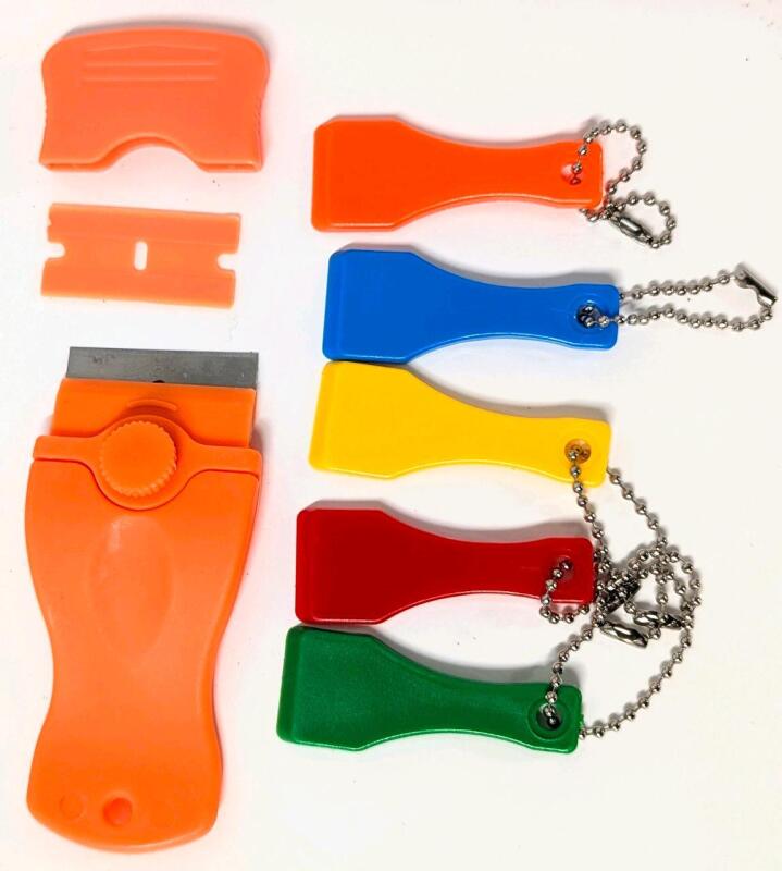 New Scrapers! 5&times; Keychain Scratch Card Scratchers & Scraper With Plastic & Metal Blades