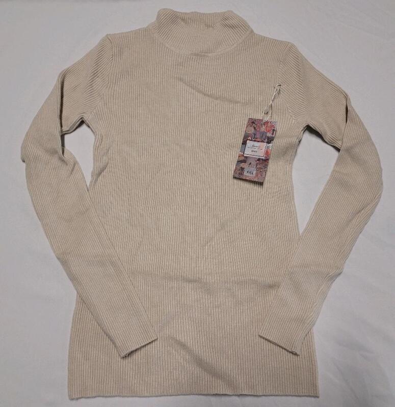 New Women's Sz. Small Marwin & Friend Crew Neck Long Sleeve Top , Beige