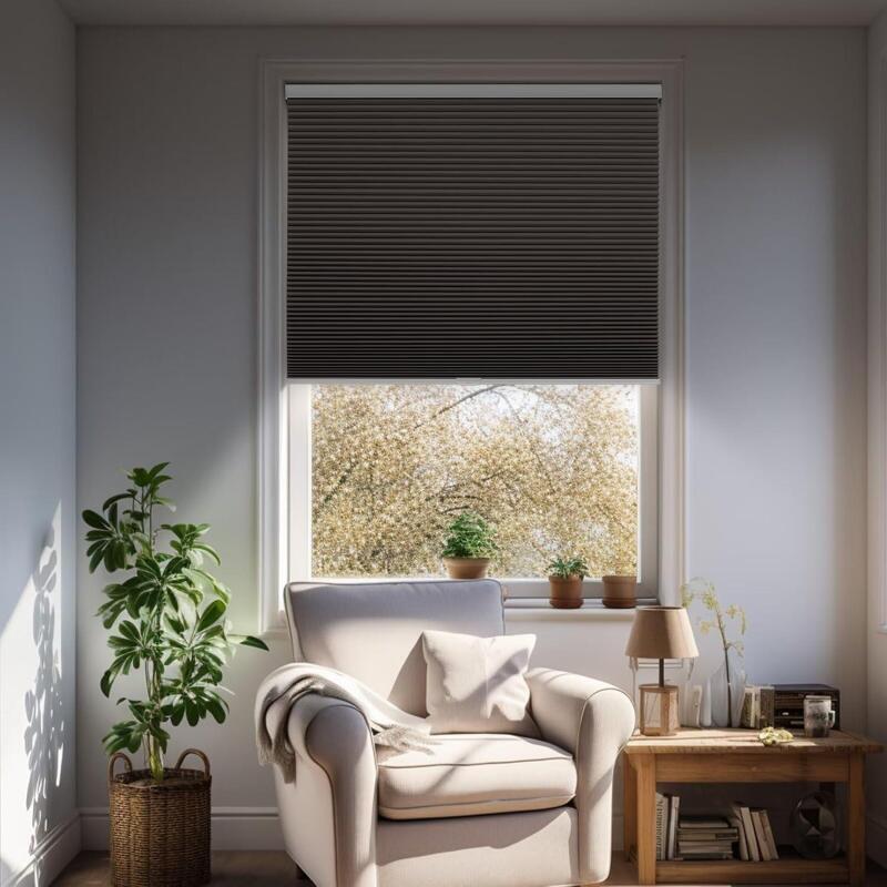 New Changshade Blackout Blinds, Cordless Cellular Shades, Honeycomb Blackout Shades, Room Darkening Blinds, Pull Down Window Shades, Easy to Install Honeycomb Window Blinds, 52" W x 72" H, Taupe
