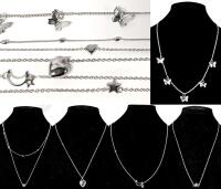 5 New Dainty Chain Necklaces With Hearts, Stars &oon, Up To 19.5" Long