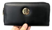 New Classic Badge Front Ladies Wallet With Zippered Coin Section, 2 Spots For Cash + , 7.5" &times; 4"