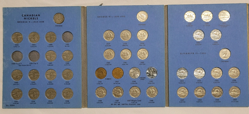 1922-1960 Canadian Nickel Lot in Blue Book . Almost Complete Set , Missing 3 Coins
