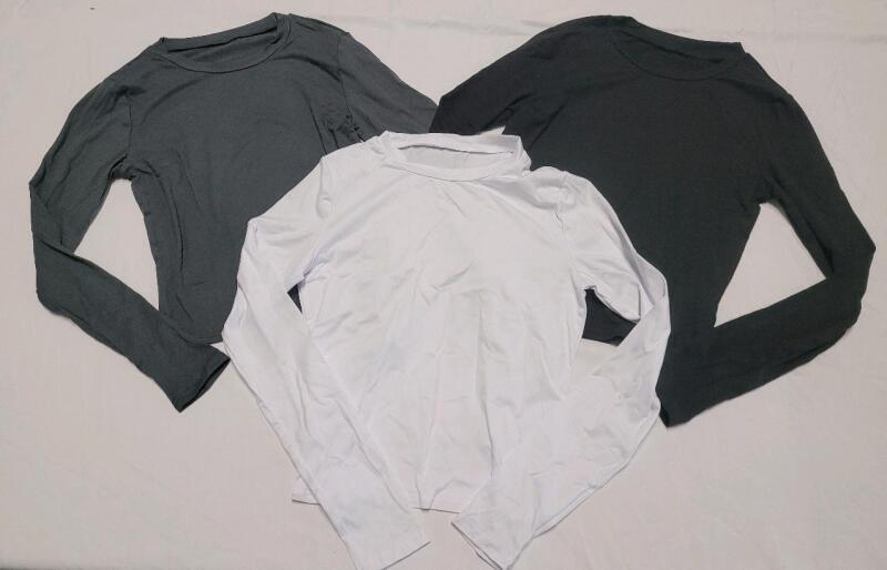 Three (3) New Women's Sz. Small Long-Sleeve Tops . Grey , Black & White