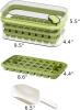 New ICE LATTICE Ice Cube Tray for Freezer with Lid and Bin, 64 Ice Cubes, 2 Trays, Container, Lid With Easy Ice Removal Button & Ice Scoop (Green) - 2
