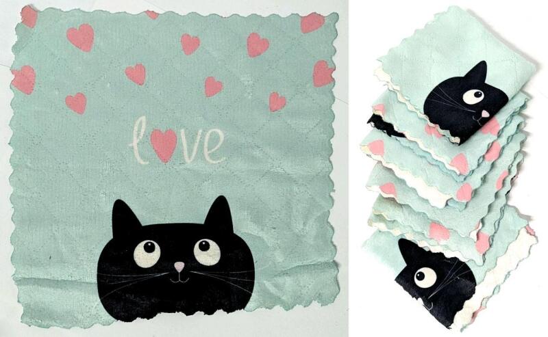New 6-Pack Ultra Absorbent Cat Love Fast-Drying Reusable Dish Cloths, 11" &times; 11"